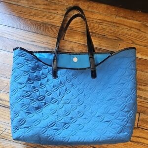 Blue Quilted Tote Bag